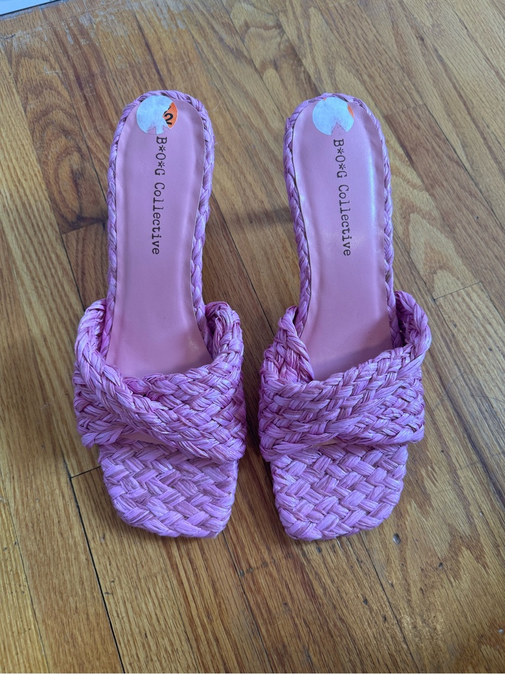 Pink Woven Raffia Heels - Picture 2 of 4